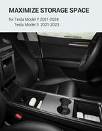 Motrobe 3PCS Tesla Model Y Model 3 Center Console Organizer Tray [Anti-Rattle Flocked] Armrest Hidden Storage Box Model Y 2021-2024 Model 3 2021-2023 Accessories [Not Fit 2024 Model 3 Highland]