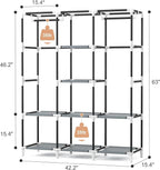 VTRIN Portable Closet Wardrobe for Hanging Clothes with 2 Hanging Rods and 8 Storage Organizer Shelves,Free Standing Clothes 