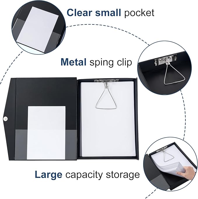 Storage File Boxes A4, 6 Pack Foldable File Box with Clip, 50mm Spine, Plastic Archives Cases with Magnetic Closure, Document