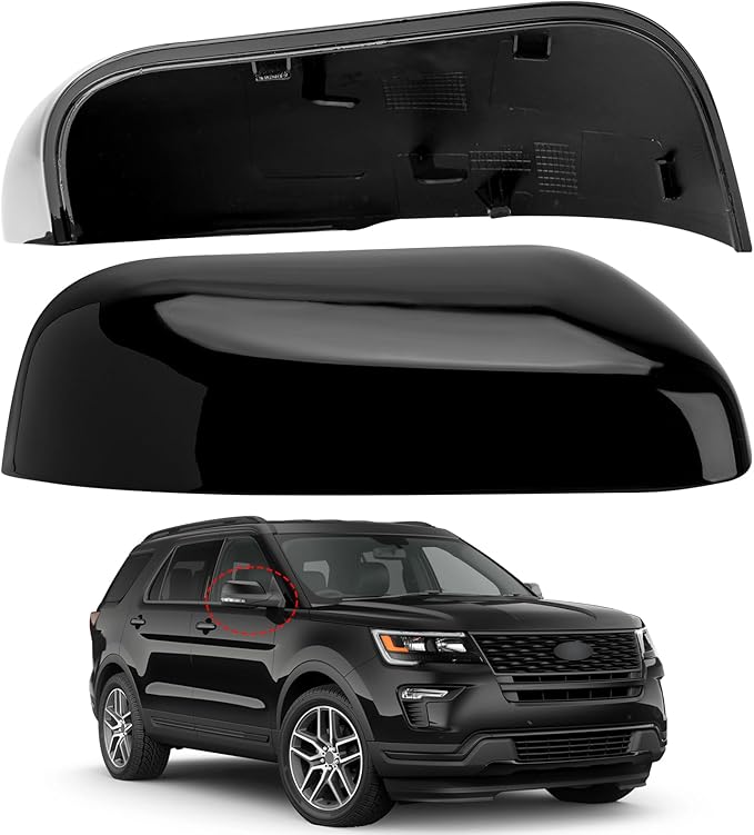 Passenger Side Mirror Cover Replacement for Ford Explorer 2016 2017 2018 2019 - Right Side Mirror Covers, Rear View Mirrors Cap Accessories Black