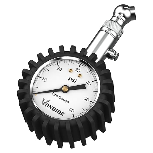 Tire Pressure Gauge - (0-60 PSI) Heavy Duty, Certified ANSI Accurate with Large 2 Inch Easy to Read Glow Dial, Low - High Air Pressure Gauge. Tire Gauge for Car and Trucks Tires by Vondior
