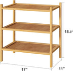 kiplant Small Shoe Rack, Bamboo Wood Shoe Rack for Entryway, Stackable | Foldable | Natural, 3-Tier Shoe Organizer for Hallwa