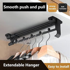 Wardrobe Clothes Hanger Rail - Heavy Duty Retractable Closet Pull Out Rod, 25-45Cm Pull-Out Clothes Rail, Extendable Wardrobe