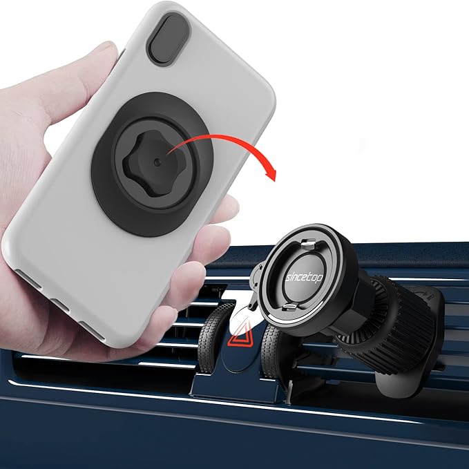 sincetop Car Phone Mount with Lock Hook, Horizontal Vent Fin Holder, One Hand Quick Mount & Release