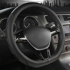D Shape Steering Wheel Cover,Universal 14.5-15 Inch Car Black Leather Steering Wheel Wrap with Better Sport Grip for Men Wome