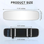 LivTee Frameless Rear View Mirror, Universal 11.81'' (300mm), Wide Angle Panoramic Convex Rearview Mirror, Clip-on to Original to Eliminate Blind Spot for Cars SUV Trucks