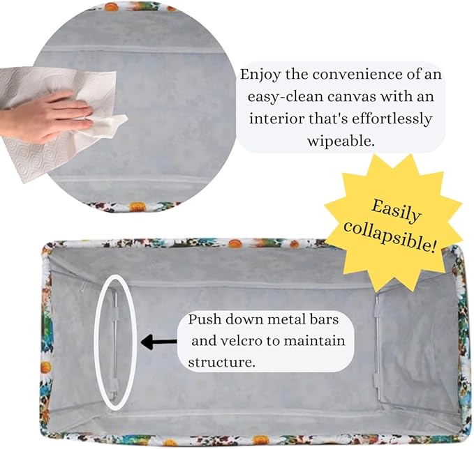 NGIL Extra Large Utility Tote Reusable Grocery Bag Oversized Collapsible for Groceries, Storage, Picnic, Beach (Wildflower-Black)