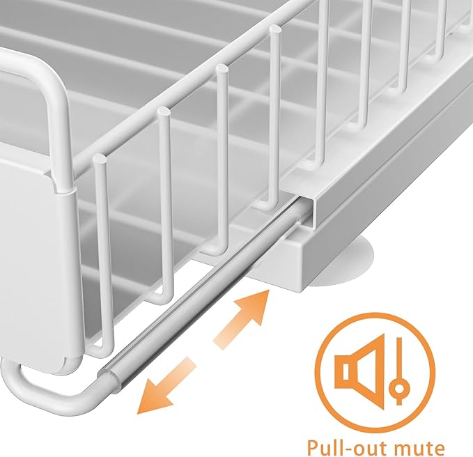 Under Sink Organizer, Single Tier Metal Pull Out Sliding Drawer Shelf for Kitchen Bathroom Cabinet Storage, Sturdy Rack – Whi