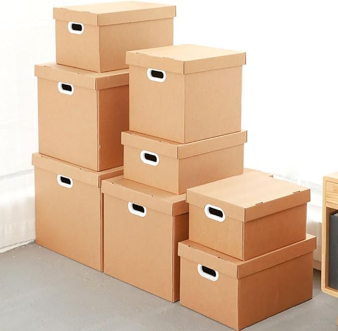 Cabilock Document File Storage Box with Lid 30l 43x31x24cm Kraft Paper Office File Organizer Portable Document Case Home and 