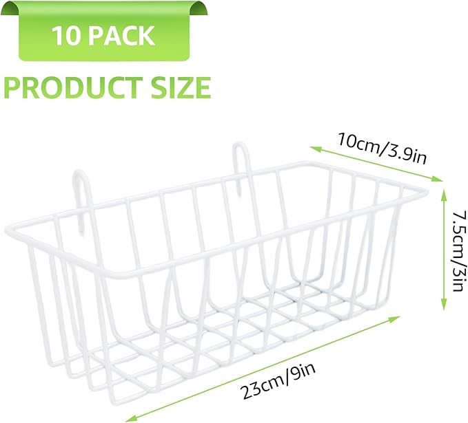 10 Pack Wall Grid Panel Hanging Wire Basket, Metal Wall Storage and Display Basket, Grid Wall Storage Basket for Kitchen, Hom