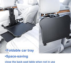 Car Back Seat Tray with Extendable Table, Car Desk for Laptop with Phone Holder, Foldable Trays for Eating & Working, Car Travel Tray Table for Rear Passenger