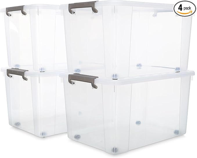 Citylife 69 QT Plastic Storage Bins with Latching Lids Stackable Storage Containers for Organizing Large Clear Storage Box fo