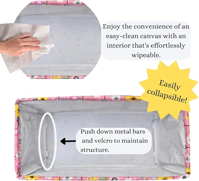 NGIL Extra Large Utility Tote Reusable Grocery Bag Oversized Collapsible for Groceries, Storage, Picnic, Beach (Country Flowers-Navy)