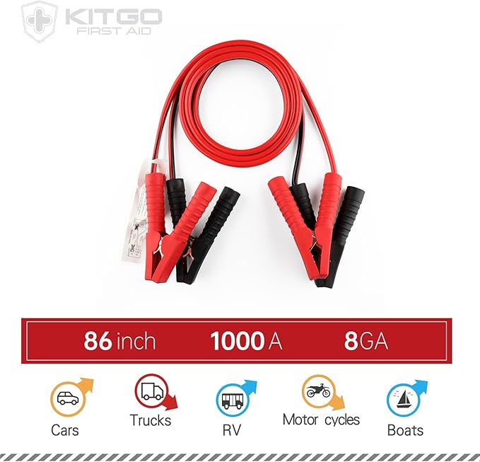 Kitgo Car Emergency Kit,Premium Roadside Assistance Essentials with Jumper Cables, Flashlight, Shovel, Screwdriver Set - Idea