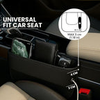 AC4®️ Universal Car Seat Gap Filler Organizer | Premium PU Leather Storage for Car, SUV & Trucks | Car Pocket Organizer for front seat, Cable Slots, Wallet, Sunglasses & Essentials.