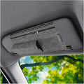 Car Sun Visor Organizer, Leather Multi-Pocket Glasses Card Holder with Zipper, Waterproof Scratch-Resistant Sunshade Storage Bag, Universal Auto Interior Accessory for Car/Truck/SUV (Grey)