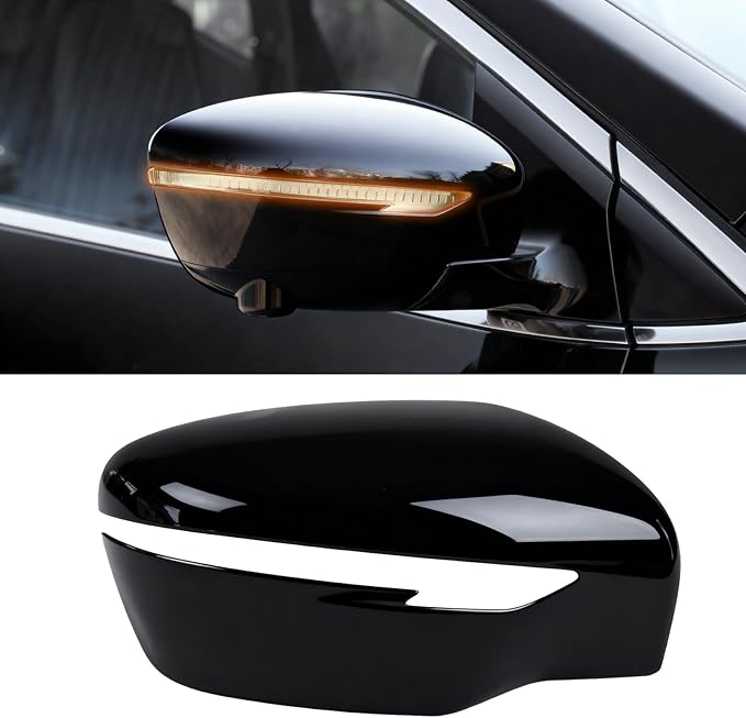 Moonlinks Compatible with Nissan Rogue 2014-2020/Murano 2015-2024/Pathfinder 2017-2020 Right Passenger Mirror Cover Replacement, Glossy Black Right Side Clip-on Mirror Cap Replaces for 96373-4BA0A