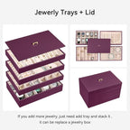 Voova Stackable Jewelry Organizer Tray with Lid, PU Leather Jewelry Storage Holder for Drawer Inserts, Jewellery Display Box 