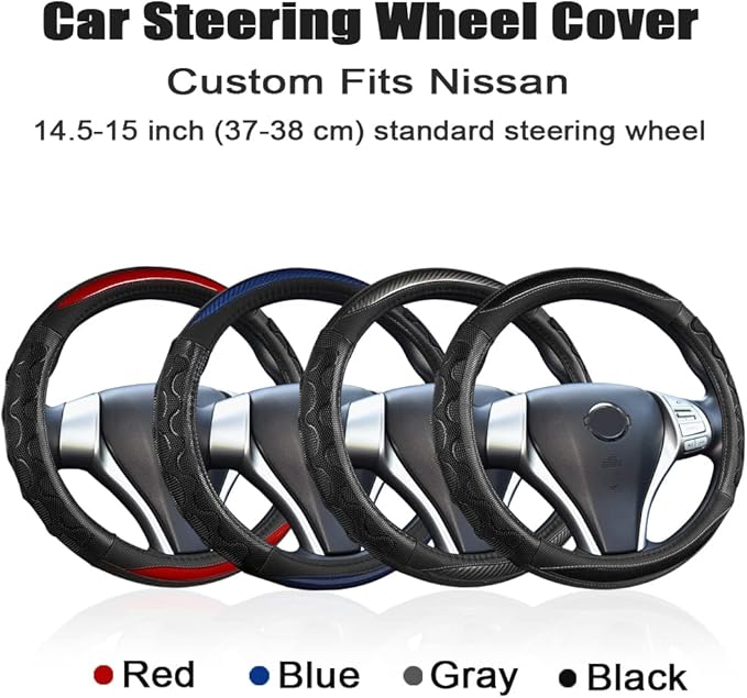 GIANT PANDA Steering Wheel Cover for Nissan Rogue - Car Steering Wheel Cover for Nissan Altima Sentra(Red-Round-Shaped)