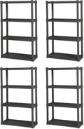 Sterilite 4-Pack 4 Shelf Unit, Heavy-Duty Shelving Storage and Utility Rack - Standing Plastic Organizer Shelves for Kitchen,