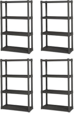 Sterilite 4-Pack 4 Shelf Unit, Heavy-Duty Shelving Storage and Utility Rack - Standing Plastic Organizer Shelves for Kitchen,