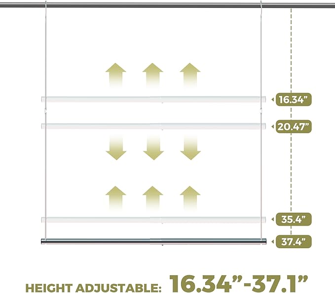 Hanging Closet Rod, 17-29In Adjustable Width and Up to 37In Height Adjustable Closet Rod Extender, Double Closet Rods Hanging