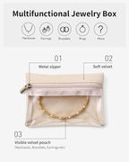 Vlando 33 Pcs Travel Jewelry Case Velvet Jewelry Pouch with Zipper Clear Travel Jewelry Bag Jewelry Travel Organizer for Trav