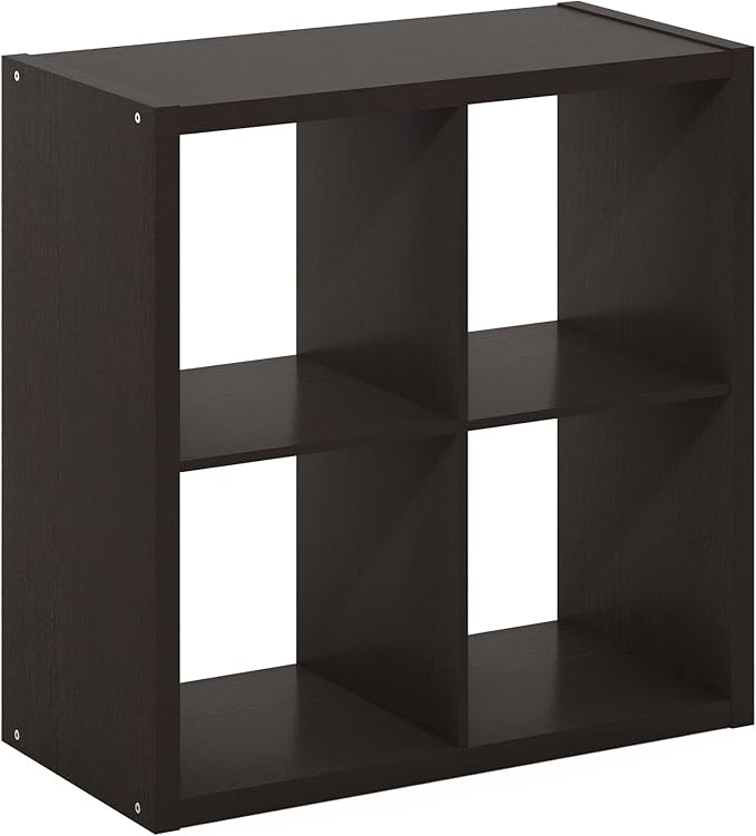 Furinno CUBICLE Book Shelf, 4-Cube Bookshelf, Extra Thick Frame Reversible Bookcase with Open Back, 14.6" x 30" x 30", for Li