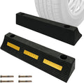 2 Pcs 3" H Parking Stopper for Garage Parking Aid Heavy Duty Rubber Wheel Stops Durable High-Visibility Tire Blocks Parking Aid Gadgets Tire Stops for Cars Trucks RVs with Bolt Installation