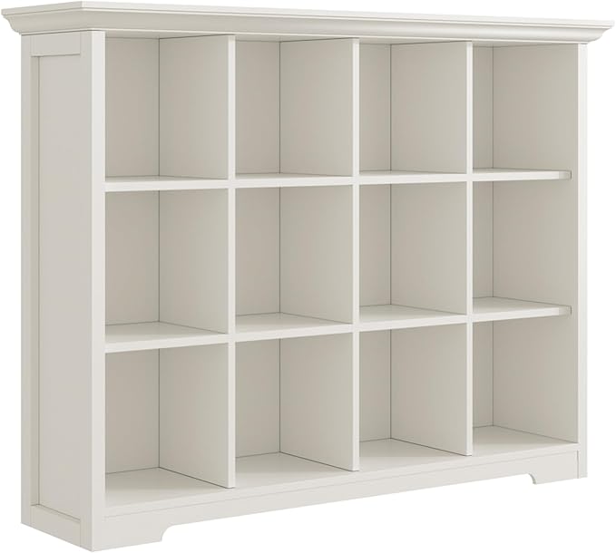 OSCHF Wooden Cube Bookcase with Base - Modern 3 Tiers Floor Standing Open Shelf Cabinet for Home and Office, 12-Cube Lattice 