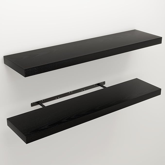 Floating Shelves for Wall, 9.3" Deep Wall Mounted Wood Shelves for Bathroom, Bedroom, Living Room, Kitchen, Hanging Shelf for