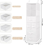 GRANNY SAYS Hanging Closet Organizer and Storage, 6 Shelf Clothes Organization with Drawers, 6 Side Pockets Closet Hanging Sh