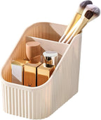 DASITON Large Capacity Makeup Brush Holder,3 Slots Makeup Brush Cup,Vintage striped Make Up Brush Holder,for Vanity Decor,Bat