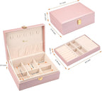 Voova Jewelry Box Organizer for Women Girls, 2 Layer Large Men Jewelry Storage Case, PU Leather Display Jewellery Holder with