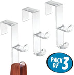 InterDesign Over Door Organizer Hook for Coats, Hats, Robes, Clothes or Towels – Double Hook, Clear, Pack of 3