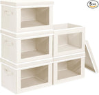 Homsorout Storage Bins with Lids - Medium Storage Box with Lids, Foldable Closet Boxes for Organizing, Stackable Clothes Orga