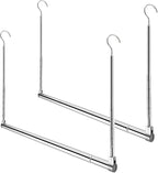 Adjustable Hanging Closet Rod, Extender Hanging Rod, Closet Hanging Organizer, Heavy Duty Closet Bar, Hanging Rod (2 Pack, Ch