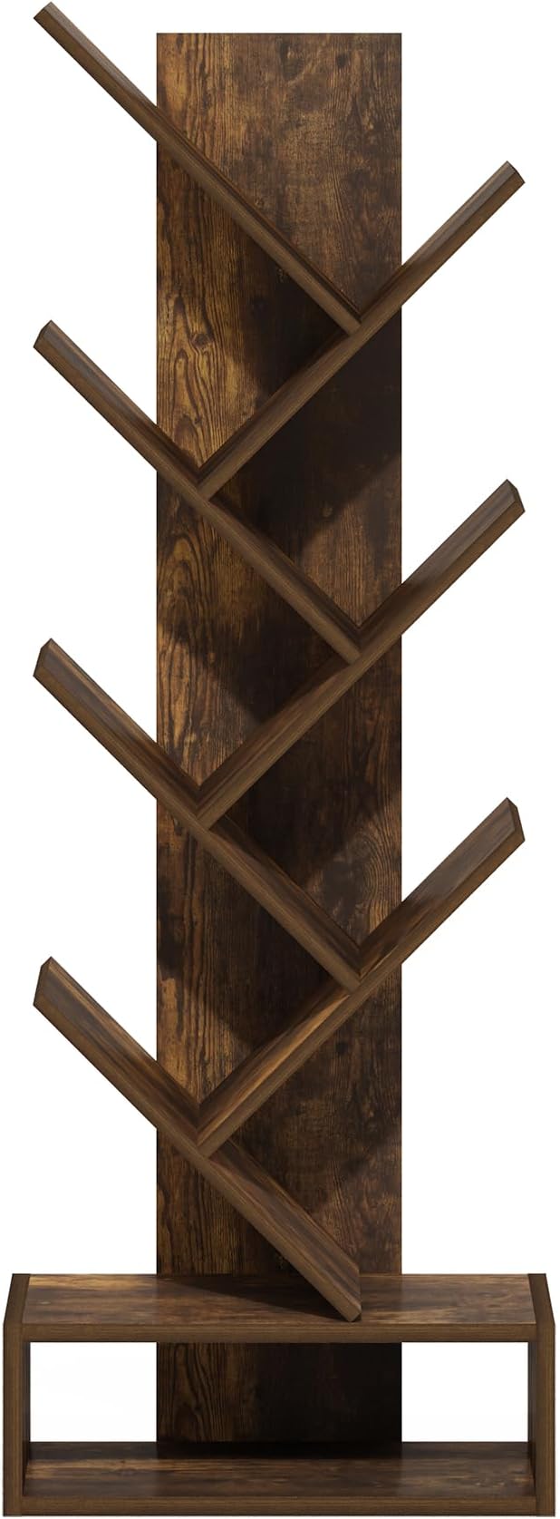 Furinno Tree Book Shelf, 7-Tier Bookshelf, Tree Bookcase with Bottom Shelf, 8.4 x 16.9 x 46.2, for Living Room, Bedroom, Home