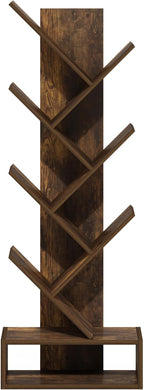Furinno Tree Book Shelf, 7-Tier Bookshelf, Tree Bookcase with Bottom Shelf, 8.4 x 16.9 x 46.2, for Living Room, Bedroom, Home