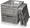 20L Folding Crate, 4Pack Plastic Storage Baskets Organizer for Home and Office,Collapsible Storage Crates for Home Office and