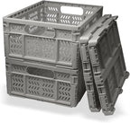 20L Folding Crate, 4Pack Plastic Storage Baskets Organizer for Home and Office,Collapsible Storage Crates for Home Office and