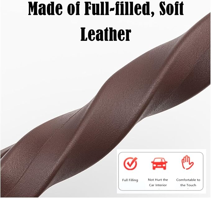 Leather Car Seat Gap Filler Universal for Car, SUV, Truck Fit Organizer Fill The Gap Between Seat and Console Stop Things from Dropping, Set of 2 (Brown)
