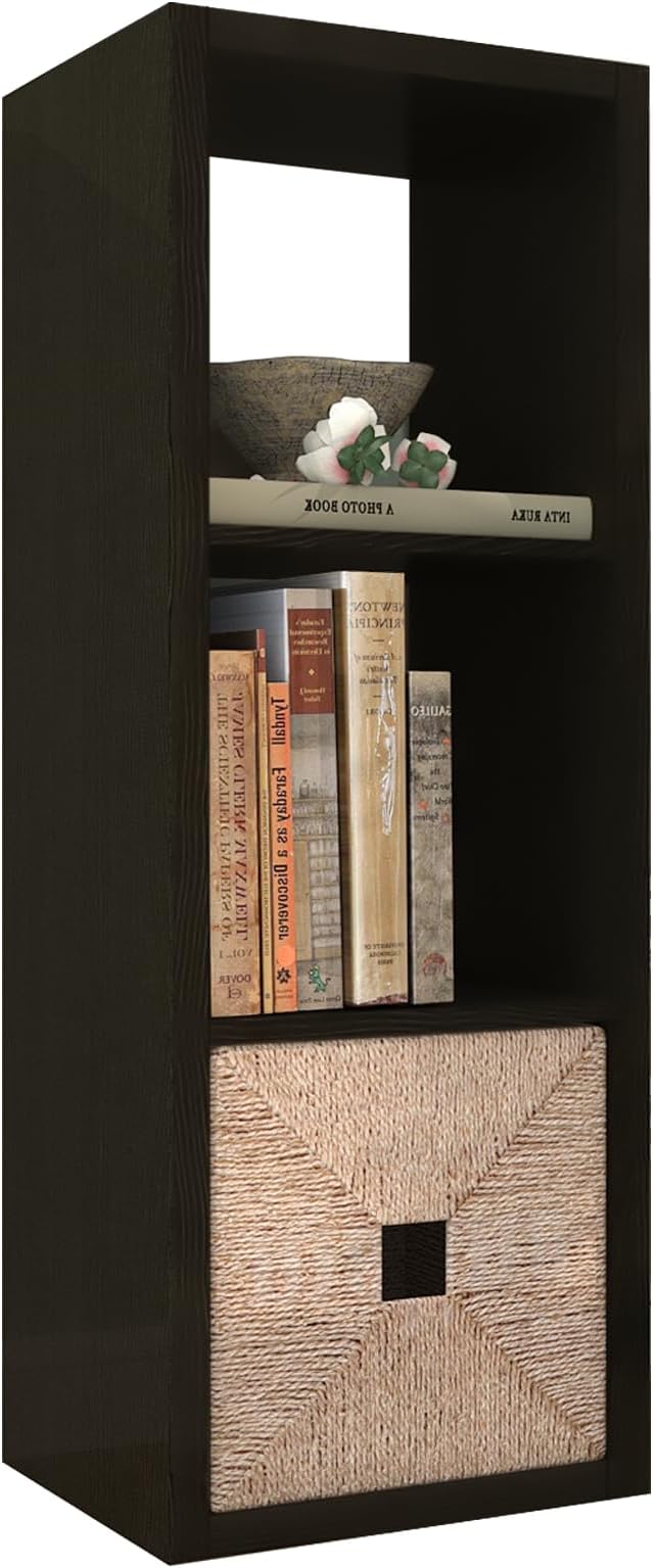 CTESNE【2026 Wooden Thick Frame 3 Cube Storage Organizer Shelf with Anti-Tipping Kits + Reversible Open Back Bookcase, Horizon