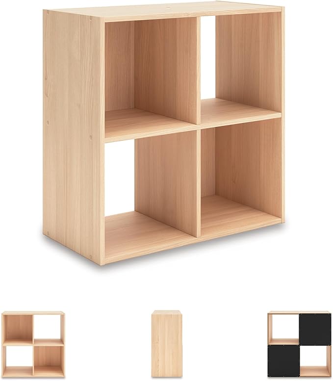 Signature Design by Ashley Piperton Contemporary 4 Cube Organizer for Storage, Fits 10.5" x 10.5" x 11" H Storage Bins, Wood,