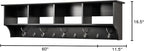 Prepac 60" Contemporary Wall Mounted Coat Rack, Coat Hooks Wall Mount with 4 Shelves, Ideal for Hallway or Entryway Storage S