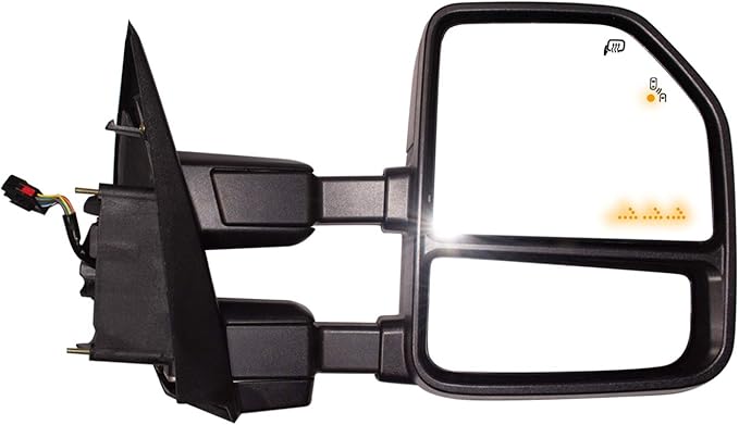 AERDM New towing mirror Black Housing with Temperature sensor fit Ford Super Duty F-250 F-350 F-450 F-550 2017 2018 2019 w/Blind Spot with arrow Lamp,Turn Signal, Puddle, Clearance and Auxiliary Lamp