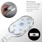 2 PCS Car Led Lights Interior,Ice Blue Ambient Lighting Car Interior,USB Rechargeable Car Interior Reading Light,Portable Led Lights for Car