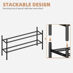 STORAGE MANIAC Long Expandable Shoe Rack, 6 Pairs Metal Wide Stackable Shoe Rack, Adjustable Shoes Shelf, Freestanding Shoes 