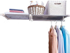 Hershii Closet Tension Shelf Expandable Telescopic Rod Heavy Duty Clothes Hanging Rail Adjustable DIY Storage Organizer Shoe 