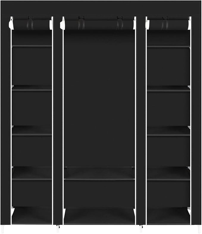 69" Portable Closet Storage Organizer Wardrobe Clothes Rack,Covered Garment Rack,Steel Tube Clothes Storage Organizer,Freesta